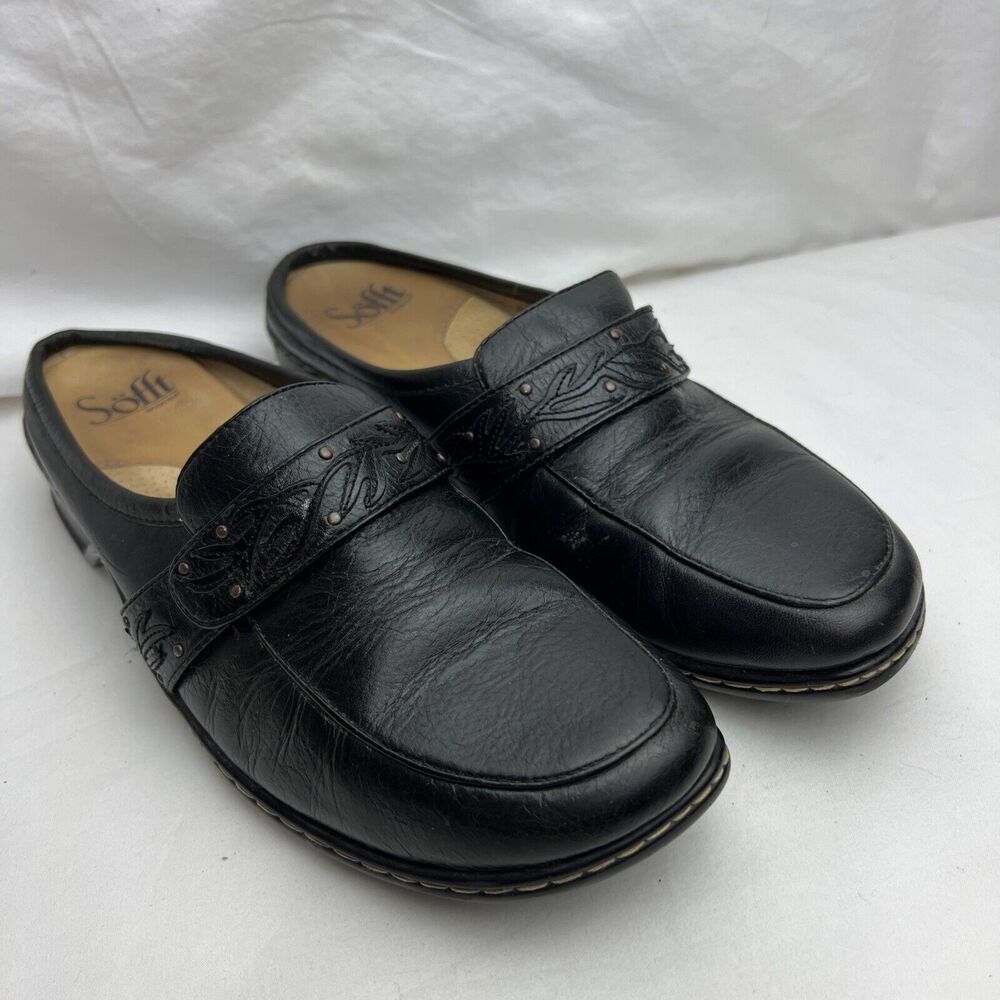 Sofft Black Leather Women’s Mules Shoes 8.5 M